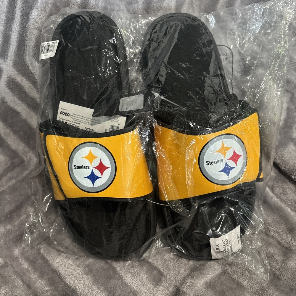 Foco Steelers Slippers - Men's 9-10